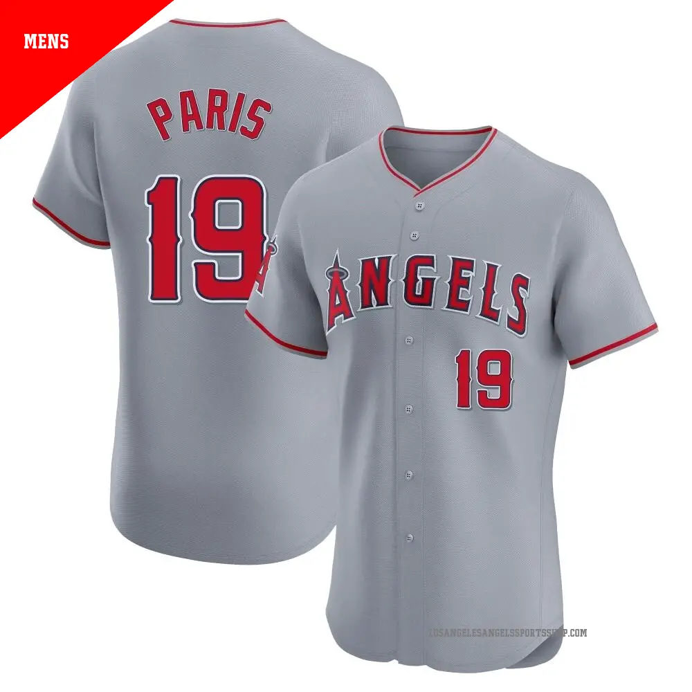 Men's ＃19 Kyren Paris Los Angeles Angels Gray Elite Road Jersey
