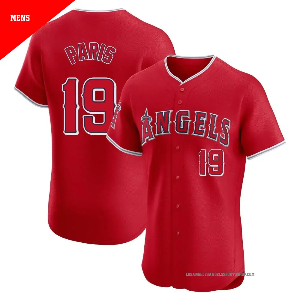 Men's ＃19 Kyren Paris Los Angeles Angels Red Elite Alternate Jersey
