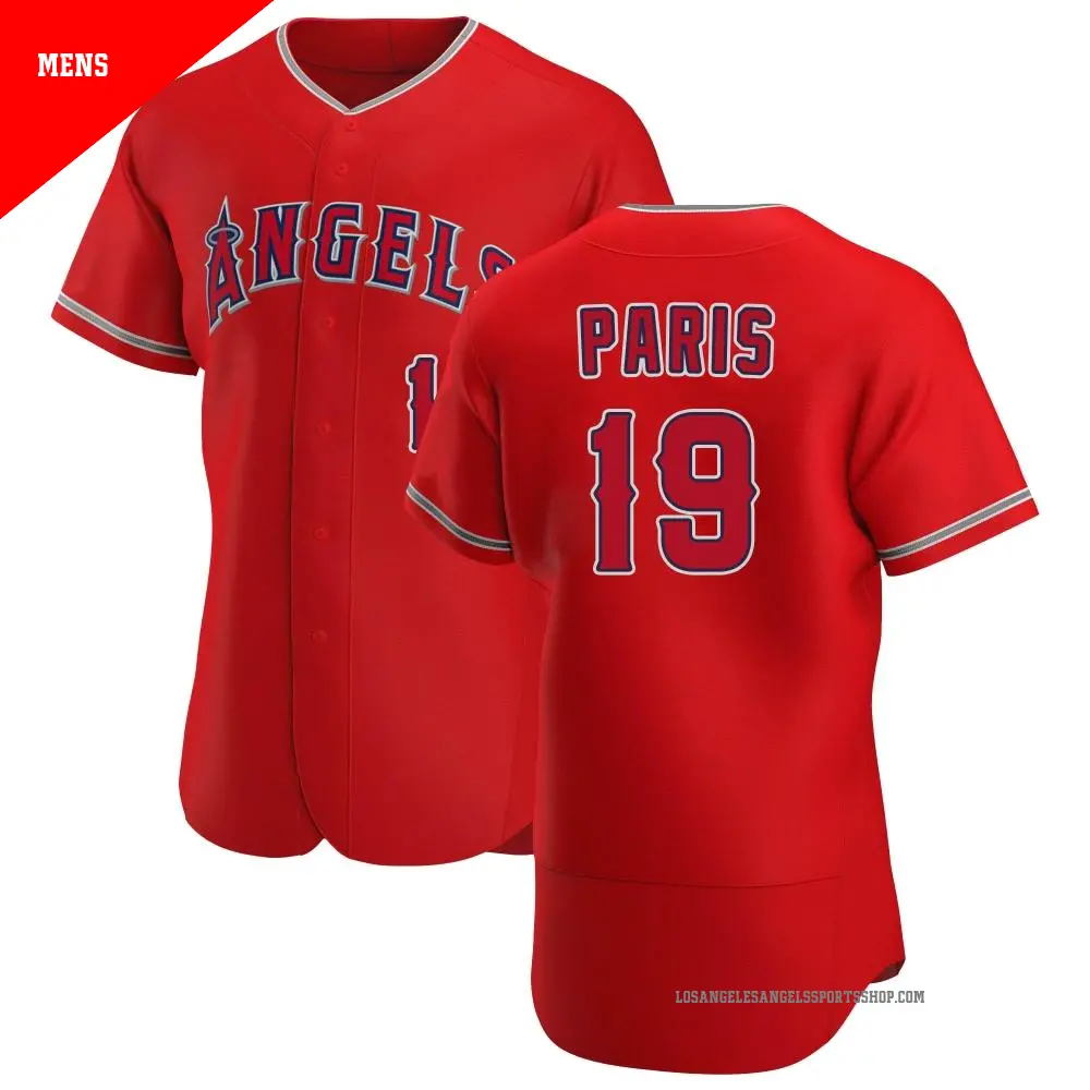 Men's ＃19 Kyren Paris Los Angeles Angels Scarlet Authentic Alternate Jersey