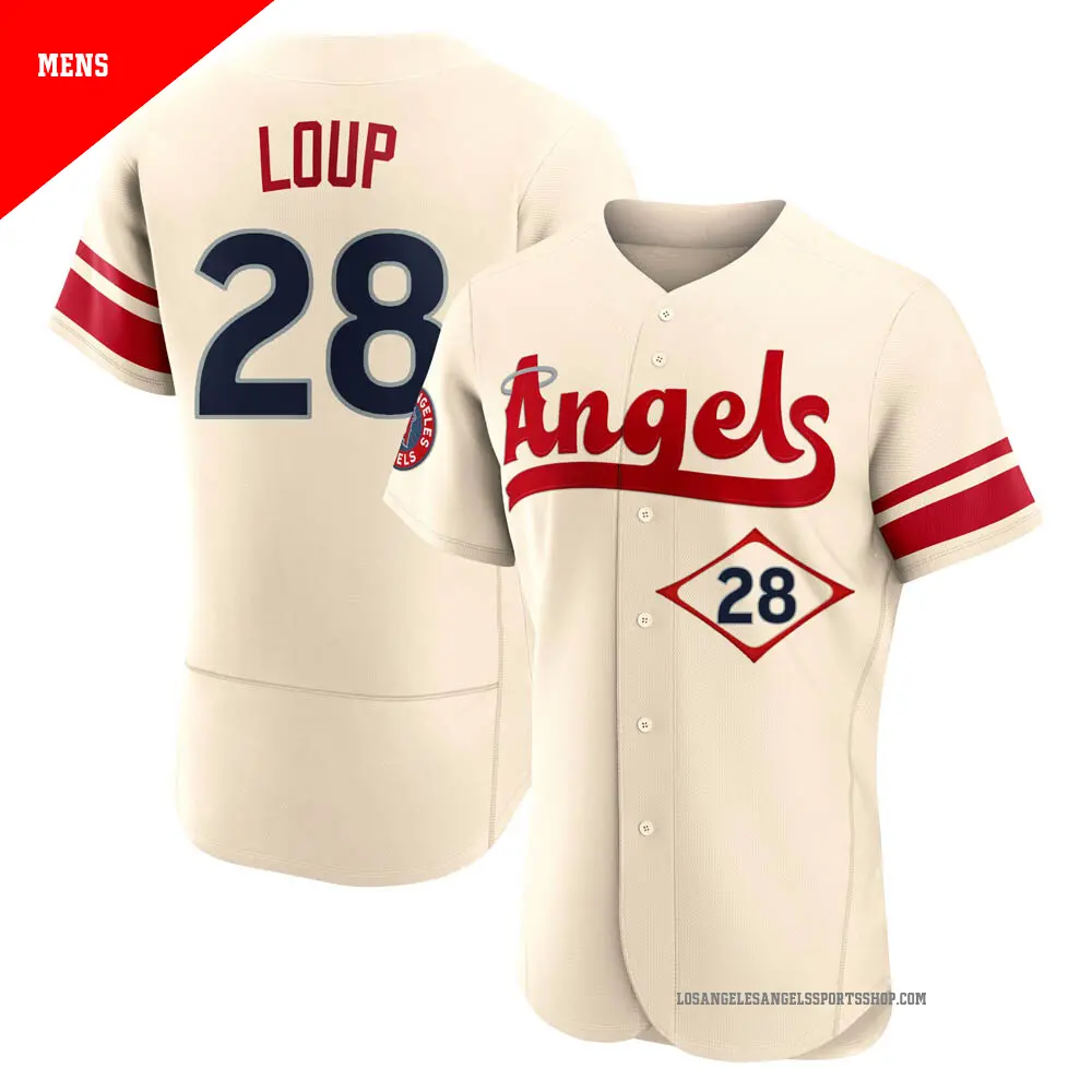 Men's ＃28 Aaron Loup Los Angeles Angels Cream Authentic 2022 City Connect Jersey