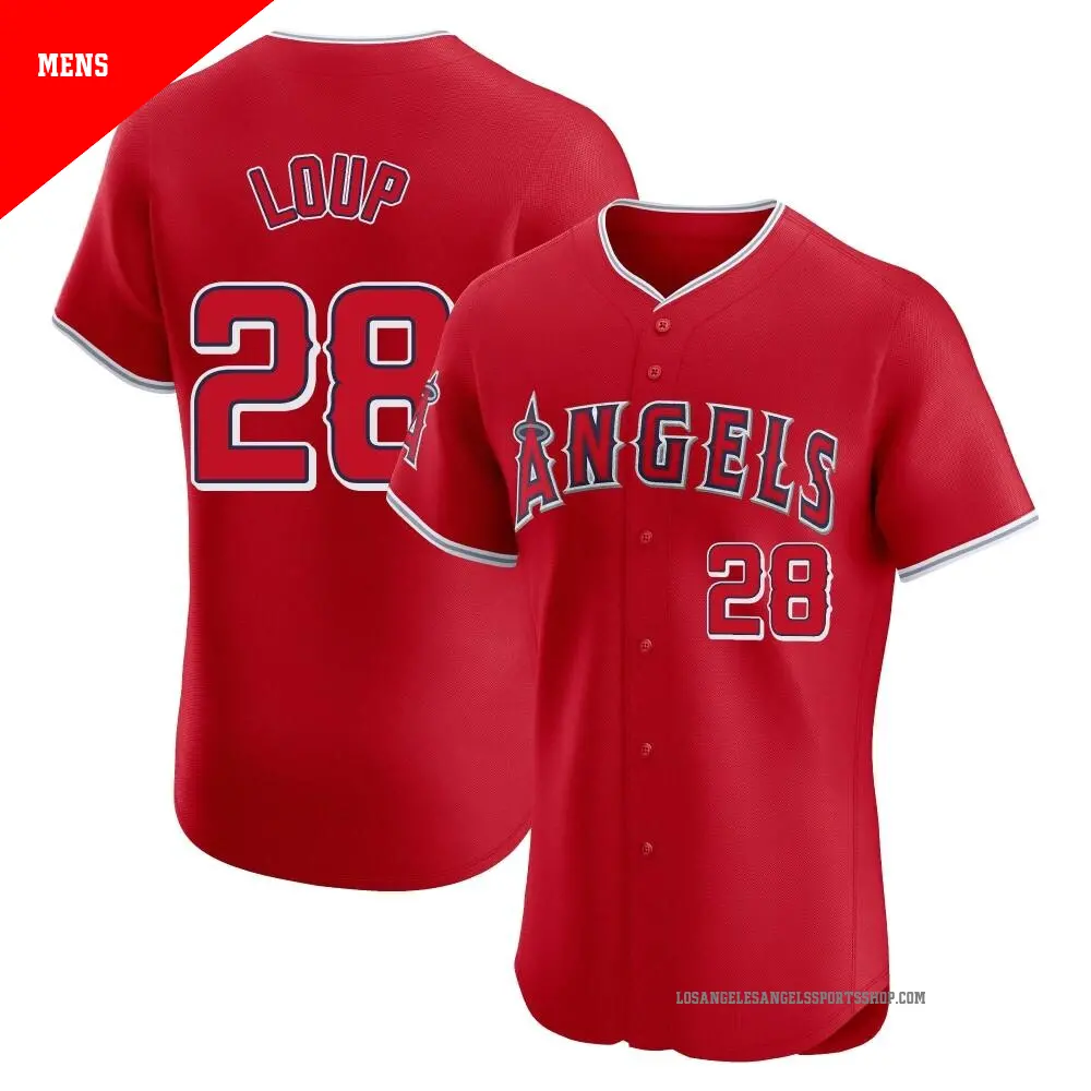 Men's ＃28 Aaron Loup Los Angeles Angels Red Elite Alternate Jersey