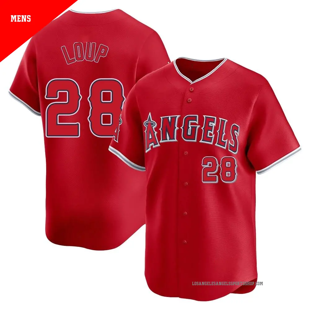 Men's ＃28 Aaron Loup Los Angeles Angels Red Limited Alternate Jersey
