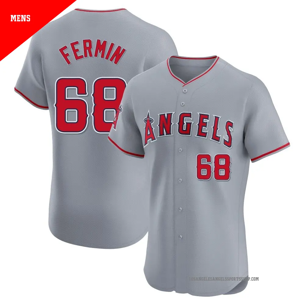 Men's ＃68 Jose Fermin Los Angeles Angels Gray Elite Road Jersey