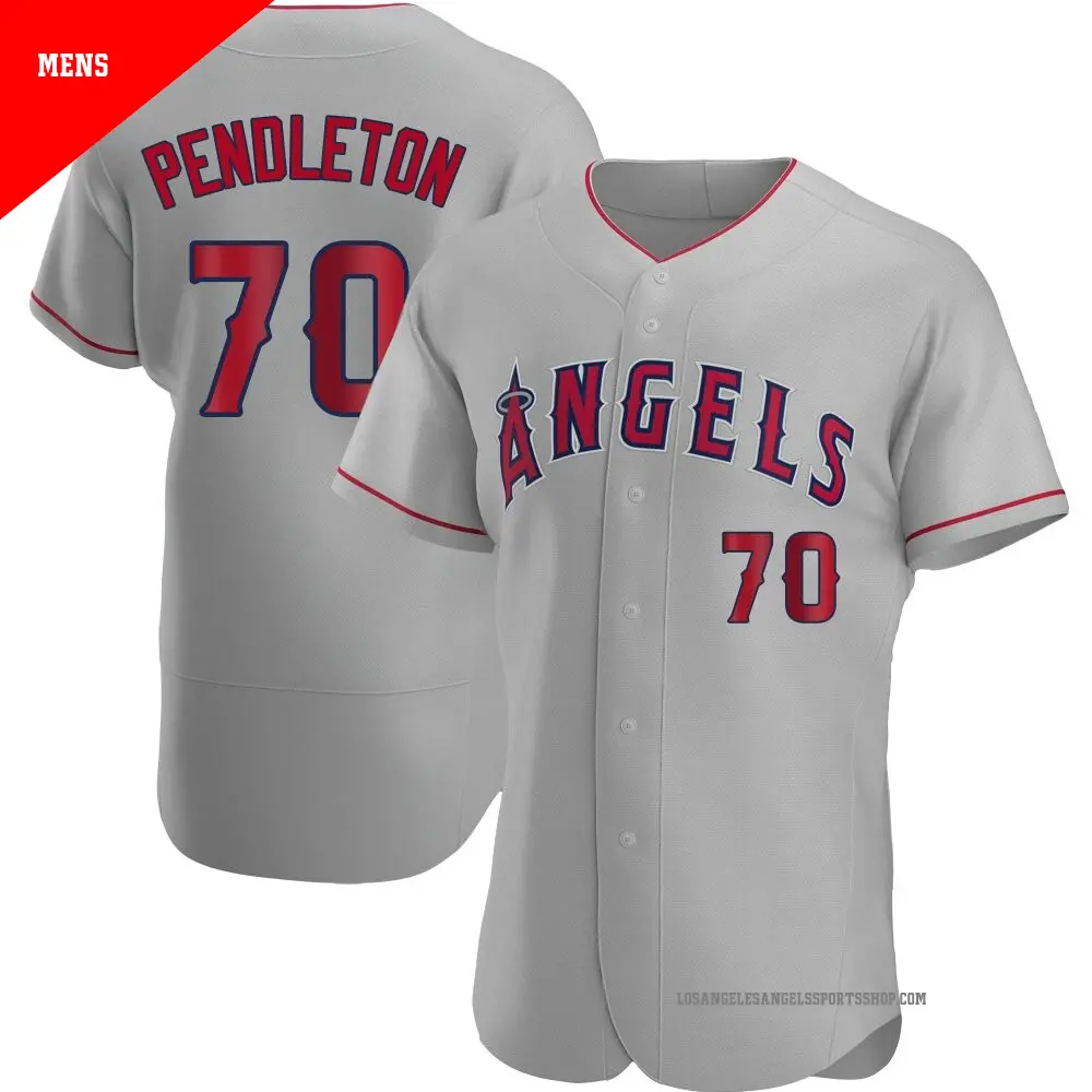 Men's ＃70 Caleb Pendleton Los Angeles Angels Gray Authentic Road Jersey