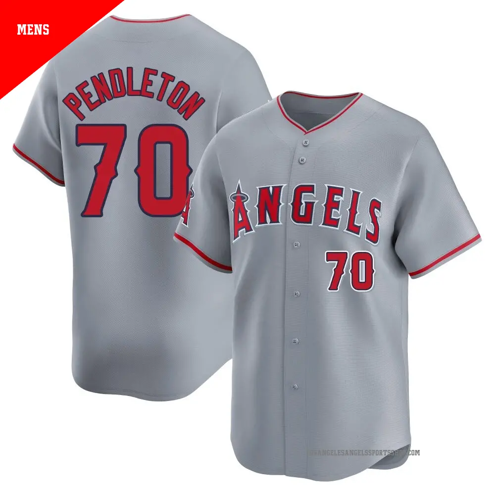 Men's ＃70 Caleb Pendleton Los Angeles Angels Gray Limited Away Jersey