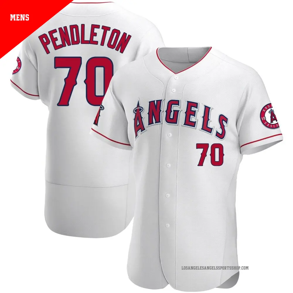 Men's ＃70 Caleb Pendleton Los Angeles Angels White Authentic Jersey