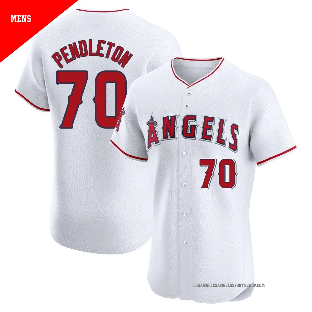 Men's ＃70 Caleb Pendleton Los Angeles Angels White Elite Home Jersey