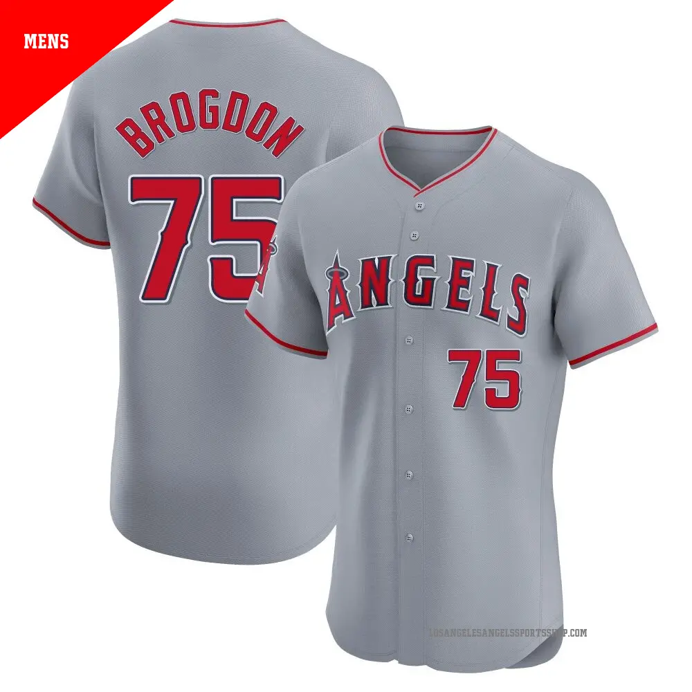 Men's ＃75 Connor Brogdon Los Angeles Angels Gray Elite Road Jersey