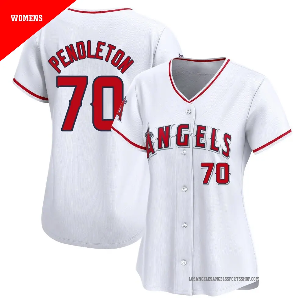 Women's ＃70 Caleb Pendleton Los Angeles Angels White Limited Home Jersey