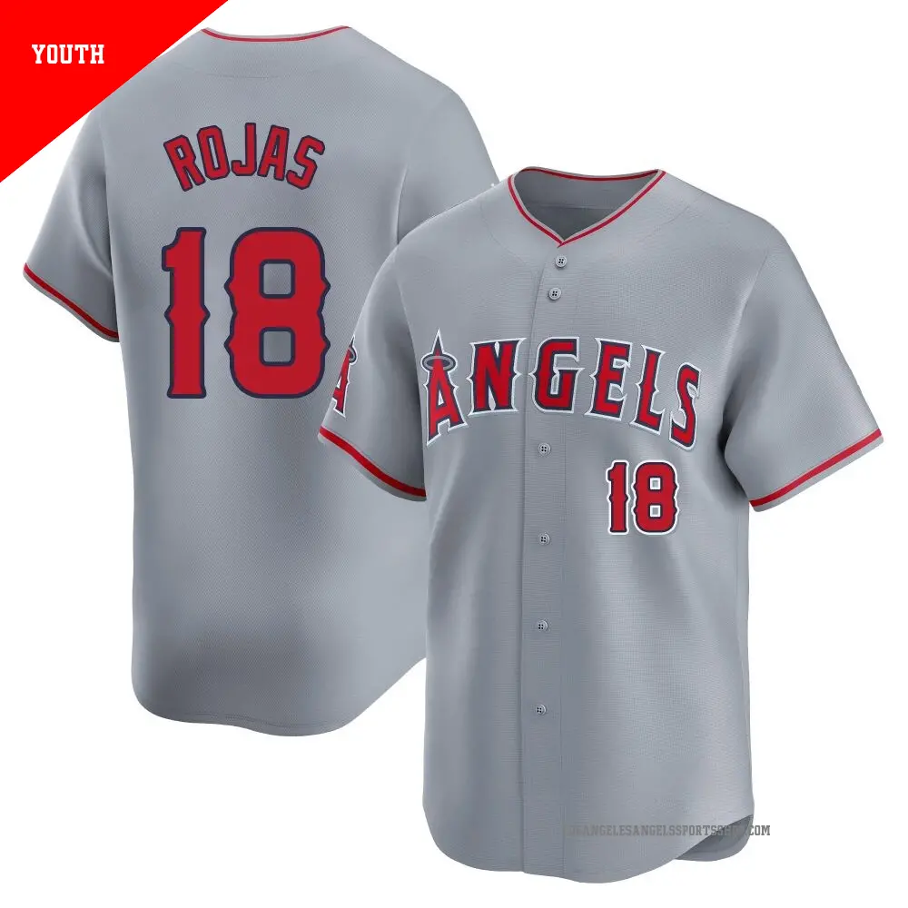 Youth ＃18 Jose Rojas Los Angeles Angels Gray Limited Away Jersey