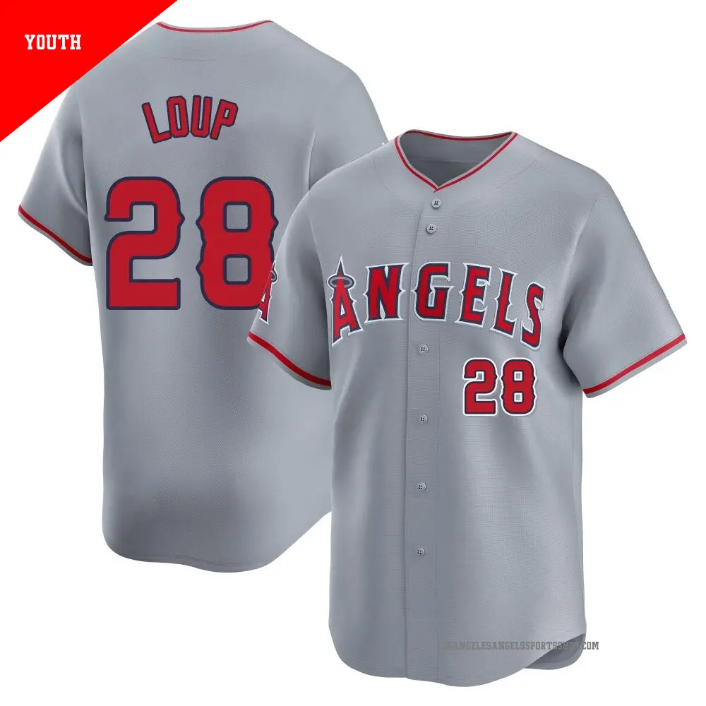 Youth ＃28 Aaron Loup Los Angeles Angels Gray Limited Away Jersey