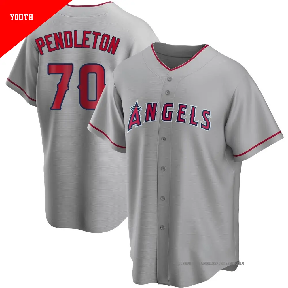 Youth ＃70 Caleb Pendleton Los Angeles Angels Replica Silver Road Jersey